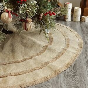 Ivenf Burlap 3 Layer Christmas Tree Skirt 60" Large Plain Burlap Tree Skirt